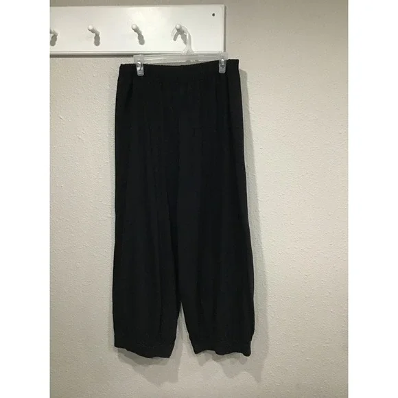 Bryn Walker Wyatt Cotton Knit Crop Lantern Pants XL Black Lagenlook Minimalist - Picture 4 of 9
